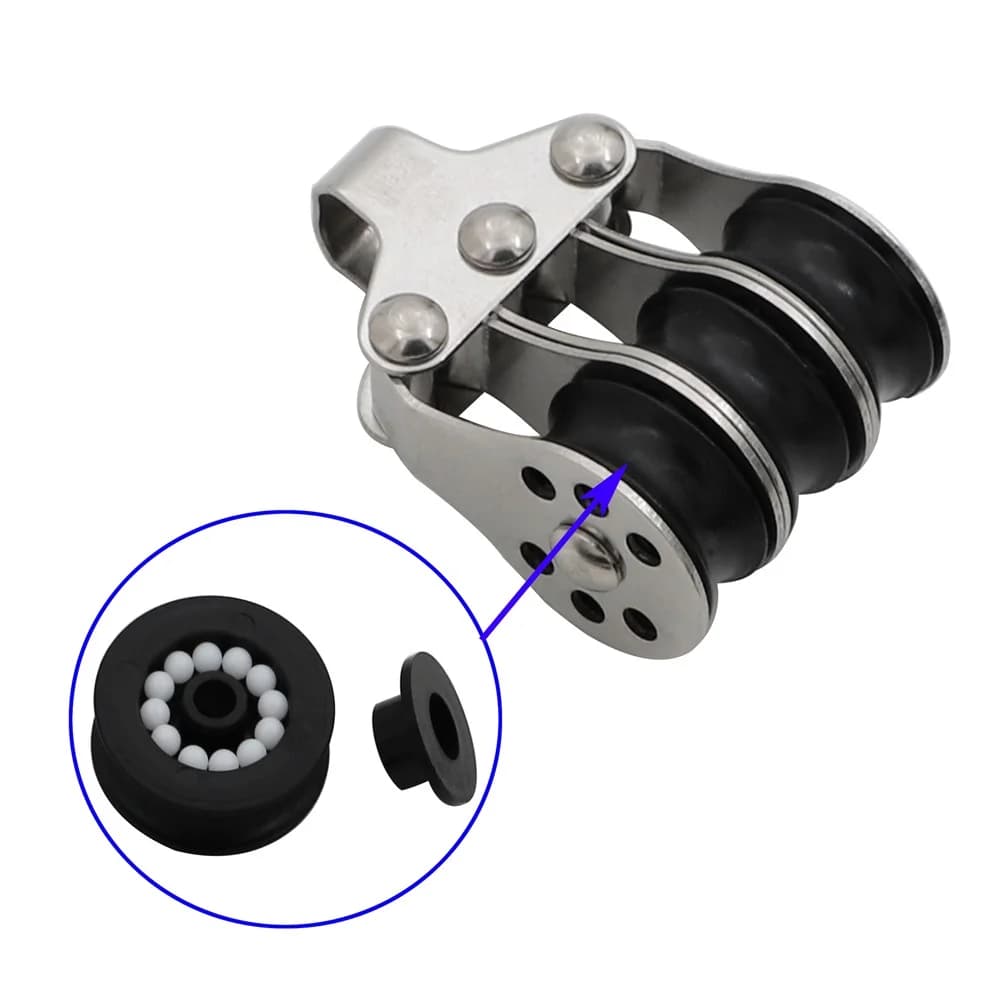 Stainless Steel 316 Marine Wire Rope Ball Bearing Triple Nylon Swivel Pulley Block Kayak Yacht Boat Hardware Accessories