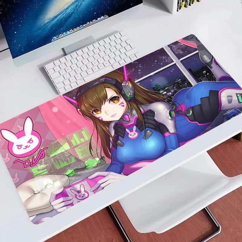 Large mouse mats Game mouse mat Overwatch D.Va mouse mat with sewn edges and non-slip rubber base Extended mouse mat 900x400
