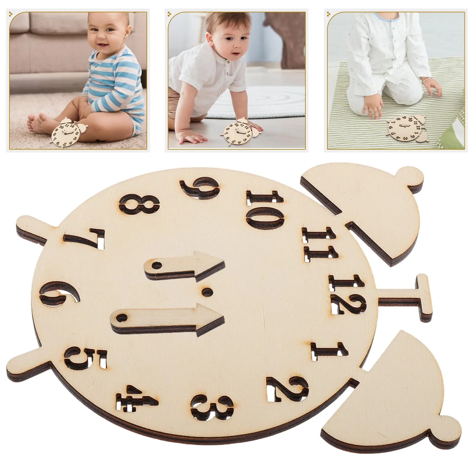 Handcrafted Wooden DIY Clock Kit Montessori Educational Time Teaching Tool for Preschool Early Math Learning Kids Sorting Blocks