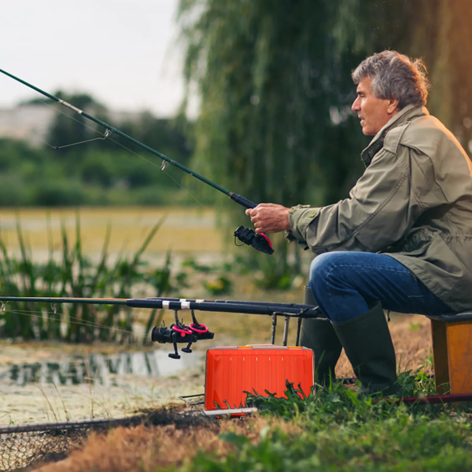 1 Pezzo Scatola Porta Attrezzatura da Pesca Versatile, Contenitore Portatile Impermeabile per Esche da Pesca, per Pesca a Mosca, in Acqua Salata, sul Ghiaccio e Casual