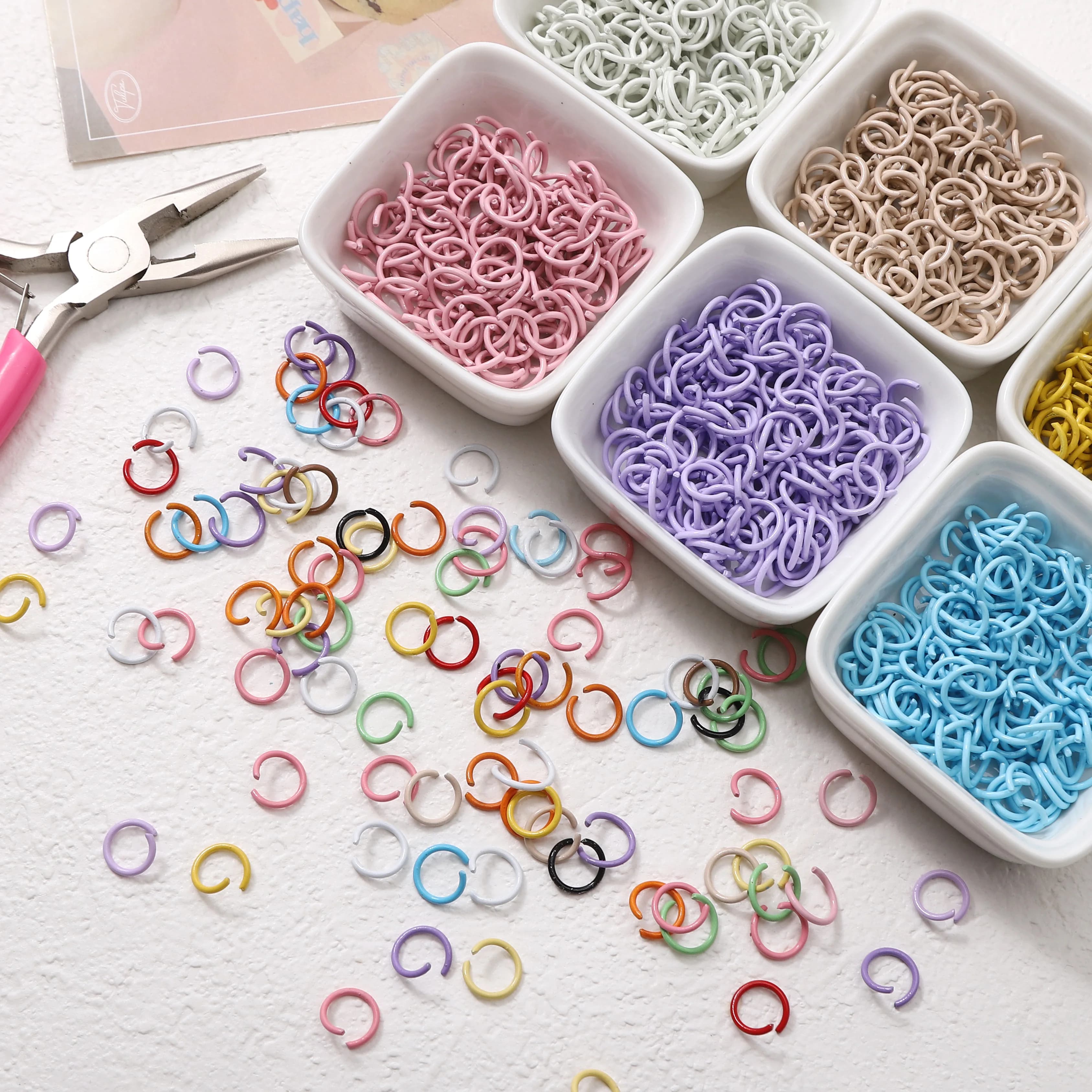 50 Pieces/Length Iron Open Rings 10mm Colored Spray Painted, Metal O Connectors for Creation of DIY Jewelry ♪
