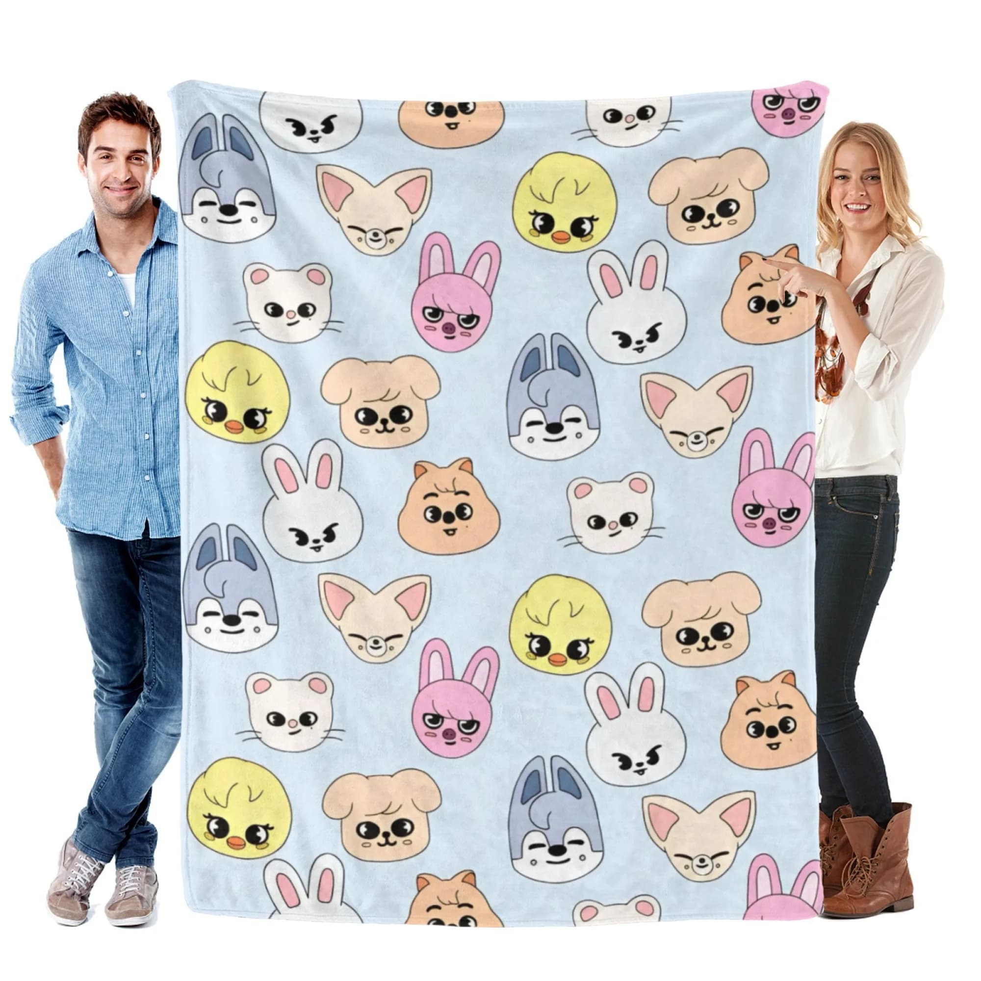 Coperta in Pile di Flanella con Stampa di Animali Carini KPOP, Adatta per Tutte le Stagioni, Morbida e Confortevole per Camera da Letto e Divano