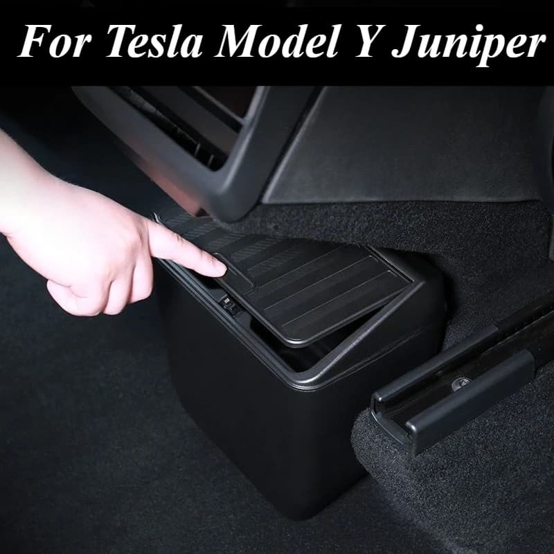 Bidone della spazzatura posteriore per Tesla Nuovo modello 3 Modello Y Highland Juniper Scatola di immagazzinaggio Coperchio Stampa Design aperto Installazione non distruttiva