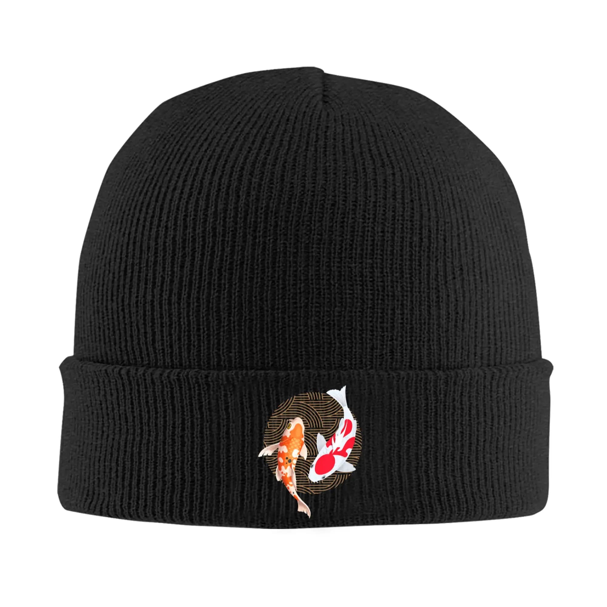Cappello lavorato a maglia giapponese con motivo carpa Koi, berretto unisex per autunno e inverno, cappello casual