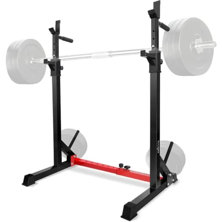 Home gym squat rack: steel, black, adjustable barbell stand with dip bars, bench press support weight plate storage600LBS capac
