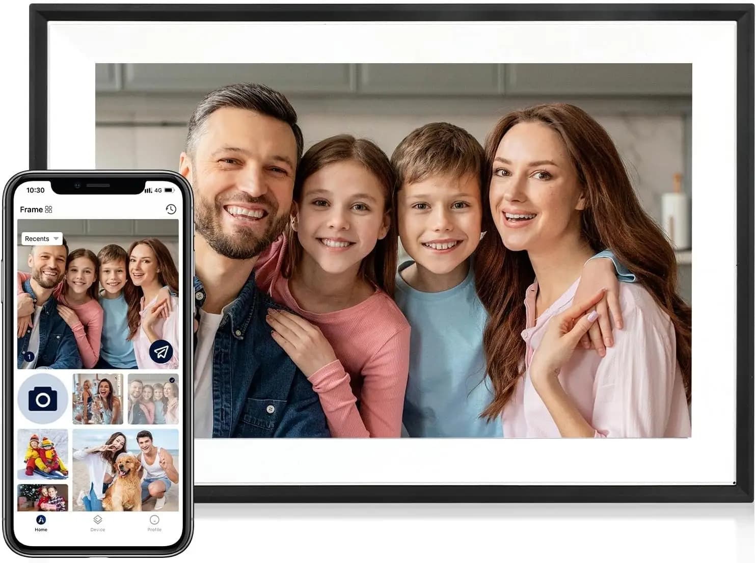 Cornice Digitale da 10.1 Pollici con Schermo Touch IPS HD, Memoria da 32GB, Rotazione Automatica, Facile Configurazione tramite App per la Condivisione di Foto