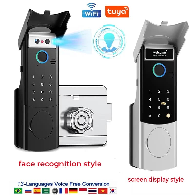 Serratura Intelligente Impermeabile con App Remota, Videocitofono, Riconoscimento Facciale 3D, Tuya Smart Home, Impronta Digitale, Password, Scheda IC, Campanello con Tastierino