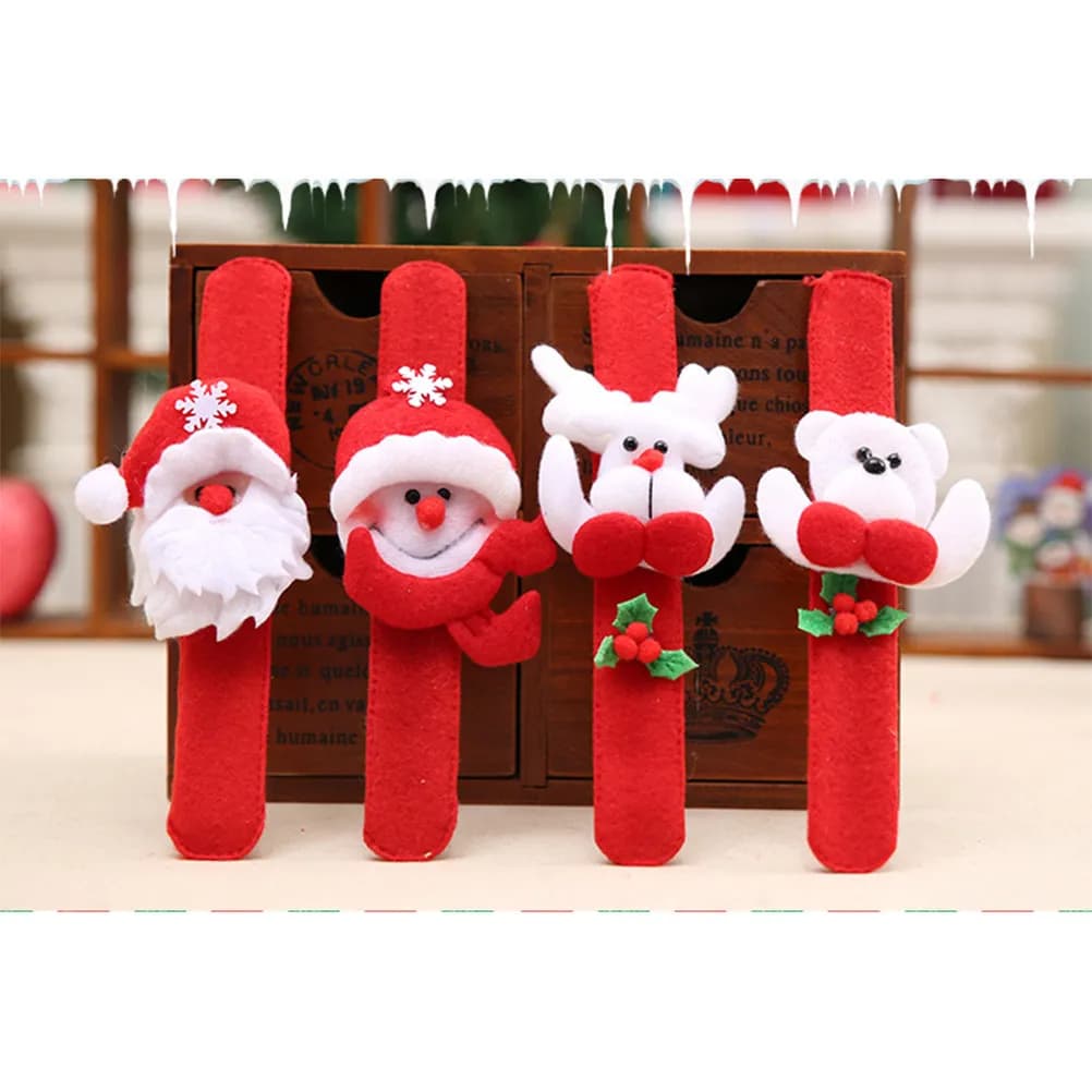 12 Pezzi Braccialetti Natalizi Babbo Natale, Bracciali Rossi e Bianchi in Plastica e Tessuto, Decorazioni per Feste per Adulti