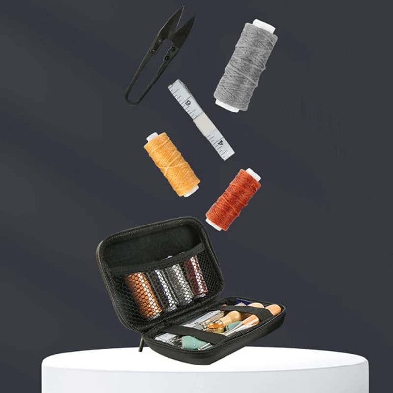 33 pezzi kit di strumenti per cucire in pelle con filo cerato e aghi punteruolo set di strumenti professionali per accessori artigianali fatti a mano in pelle fai da te