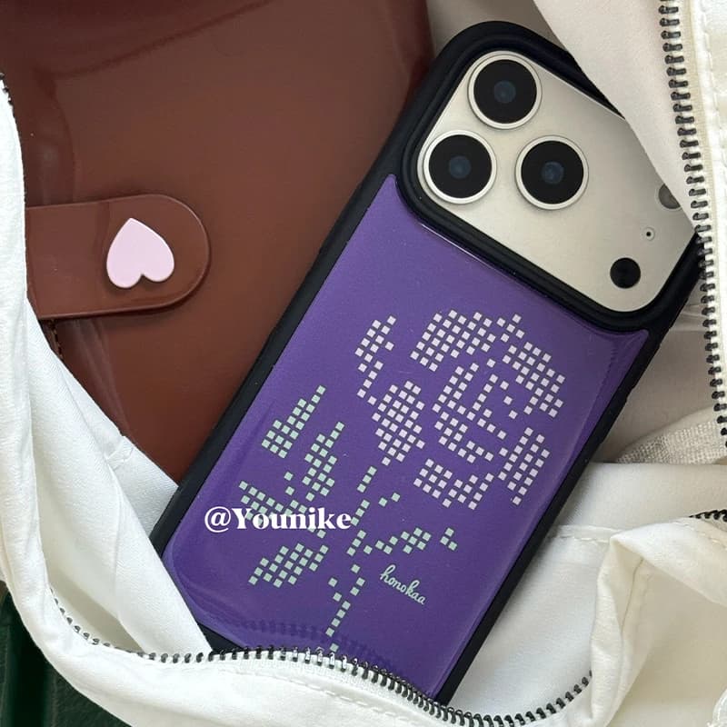 Cover per iPhone 17 Air 16 Pro Max 15 14 Plus 13 12 11 con bordo nero e rose viola in stile coreano, con colla a goccia