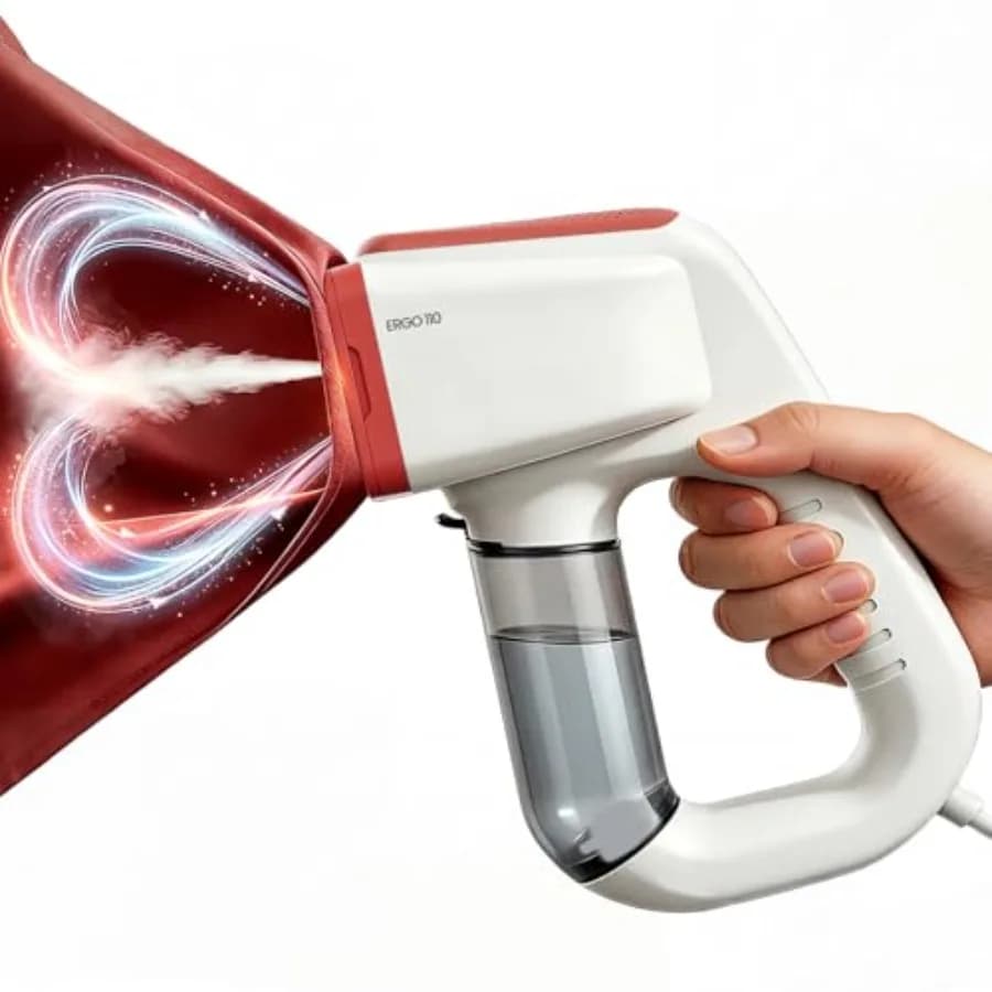 Vaporizzatore Portatile 2 in 1 per Vestiti da Viaggio con Aspirazione 2000Pa/3600Pa, Serbatoio Acqua da 122ml per 110-120V, Bianco Perla