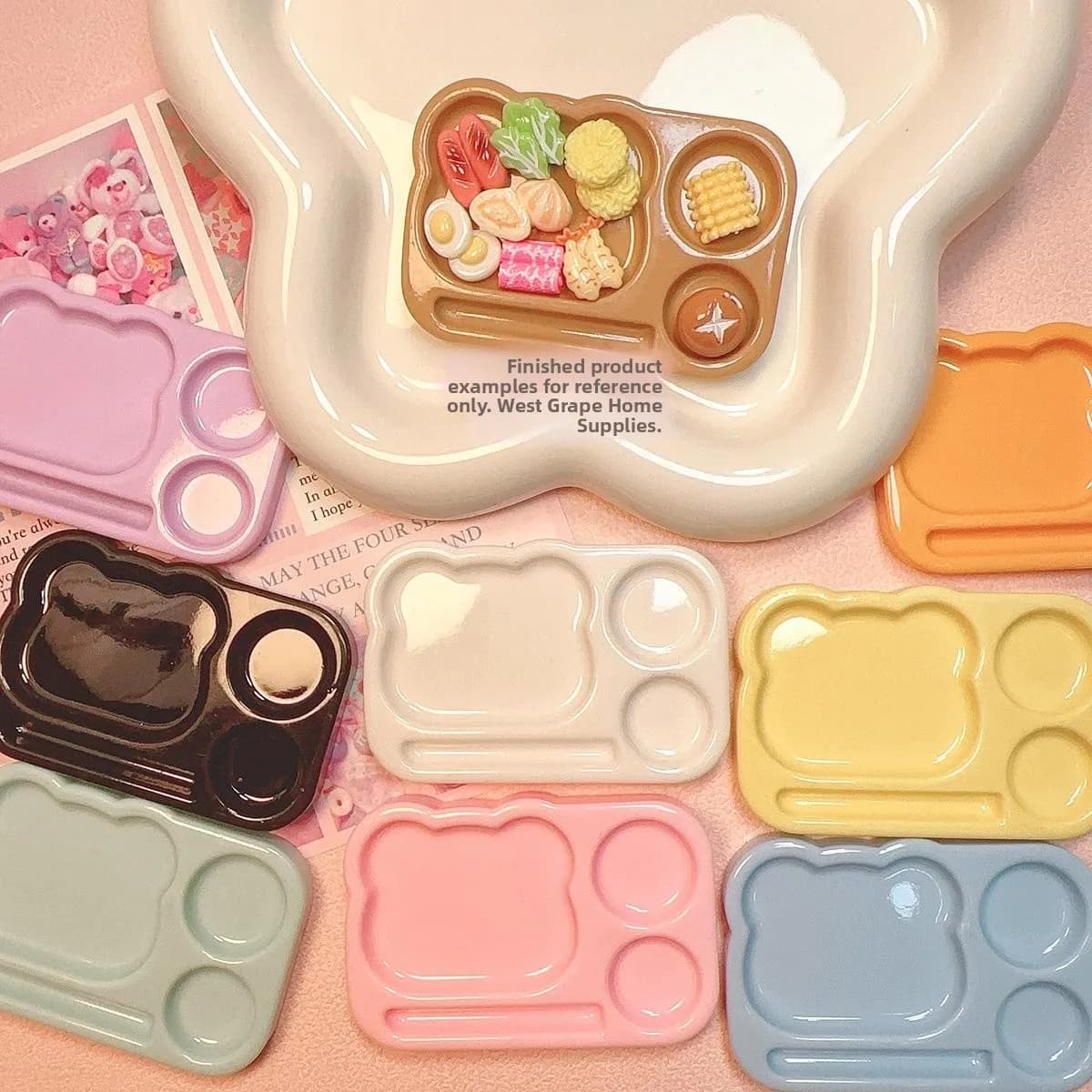 Base per piatto a forma di orso in resina fatta a mano, materiale fai da te per fermagli per capelli, magneti da frigo, forniture per artigianato scenografico, accessori moda e gioielli