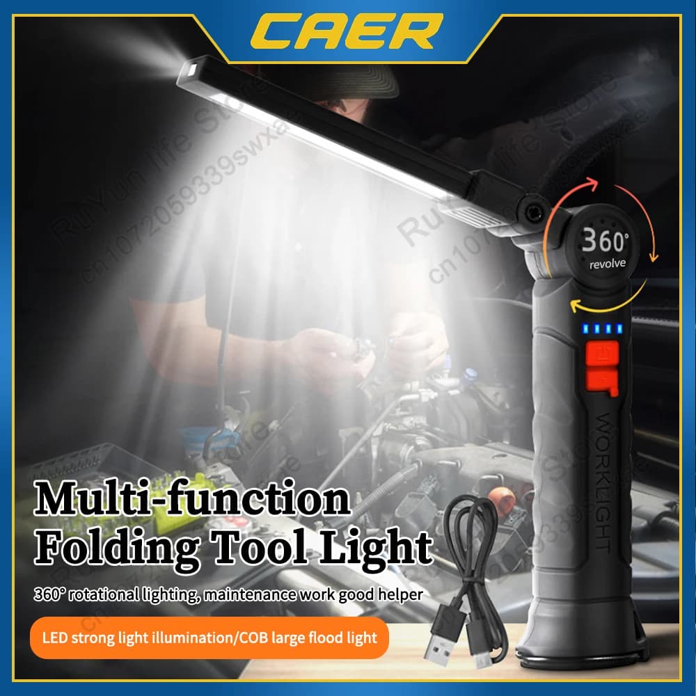 Torcia portatile da lavoro a LED COB per campeggio con gancio Torcia magnetica ricaricabile impermeabile per accessorio da lavoro notturno