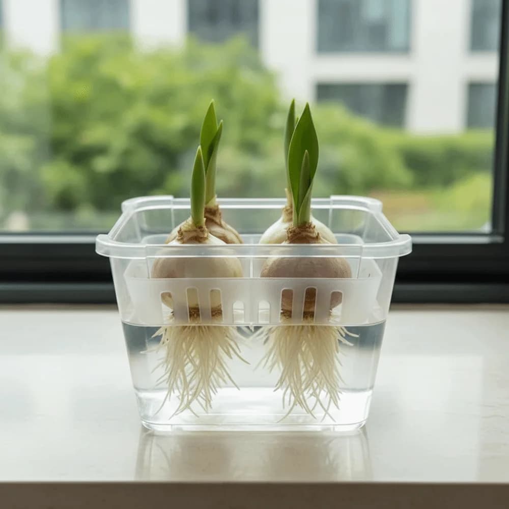 Set di 3 Vasi Idroponici a 4 Scomparti con Fori di Drenaggio, Cestello Quadrato per Piante, Fioriera Trasparente in Plastica per Tulipani