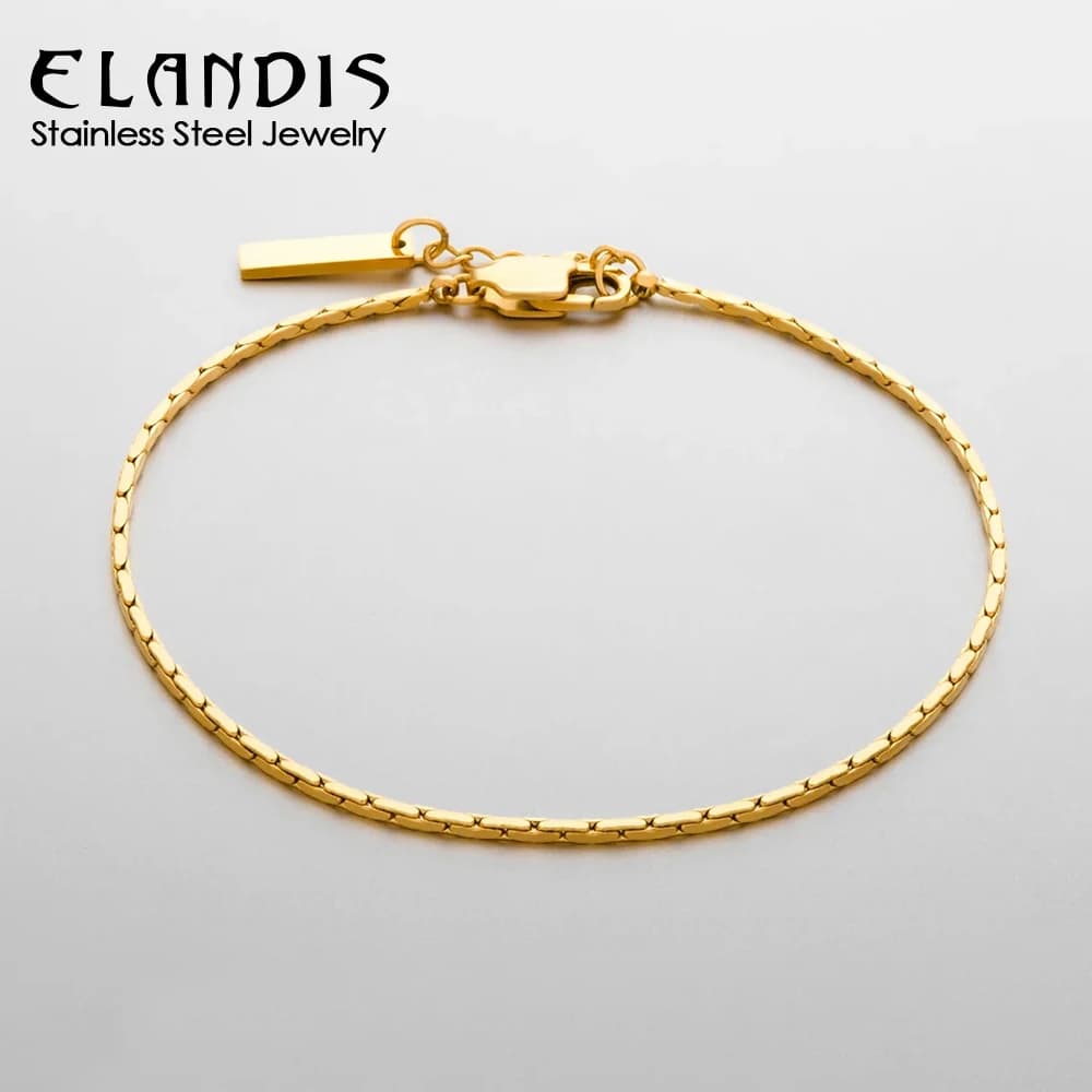 ELANDIS Bracciale da uomo regolabile in acciaio inossidabile placcato oro, gioiello semplice, regalo per le vacanze