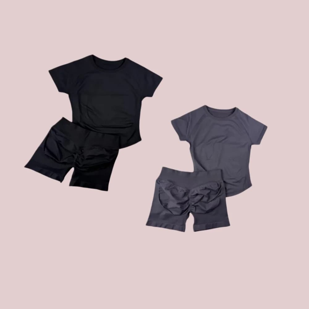 New Sport Set 2 Pieces Four Seasons: Top Yoga Sleeveless Shorts Court with Round Neck and Running Shorts for Fitness and Boxing