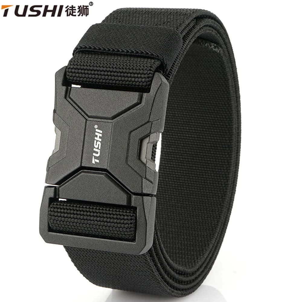 TUSHI Nuova Cintura Elastica Unisex con Fibbia in Metallo Duro a Sgancio Rapido, Robusta Cintura Tattica Militare in Nylon Elasticizzato per Uomo, Cintura Casual
