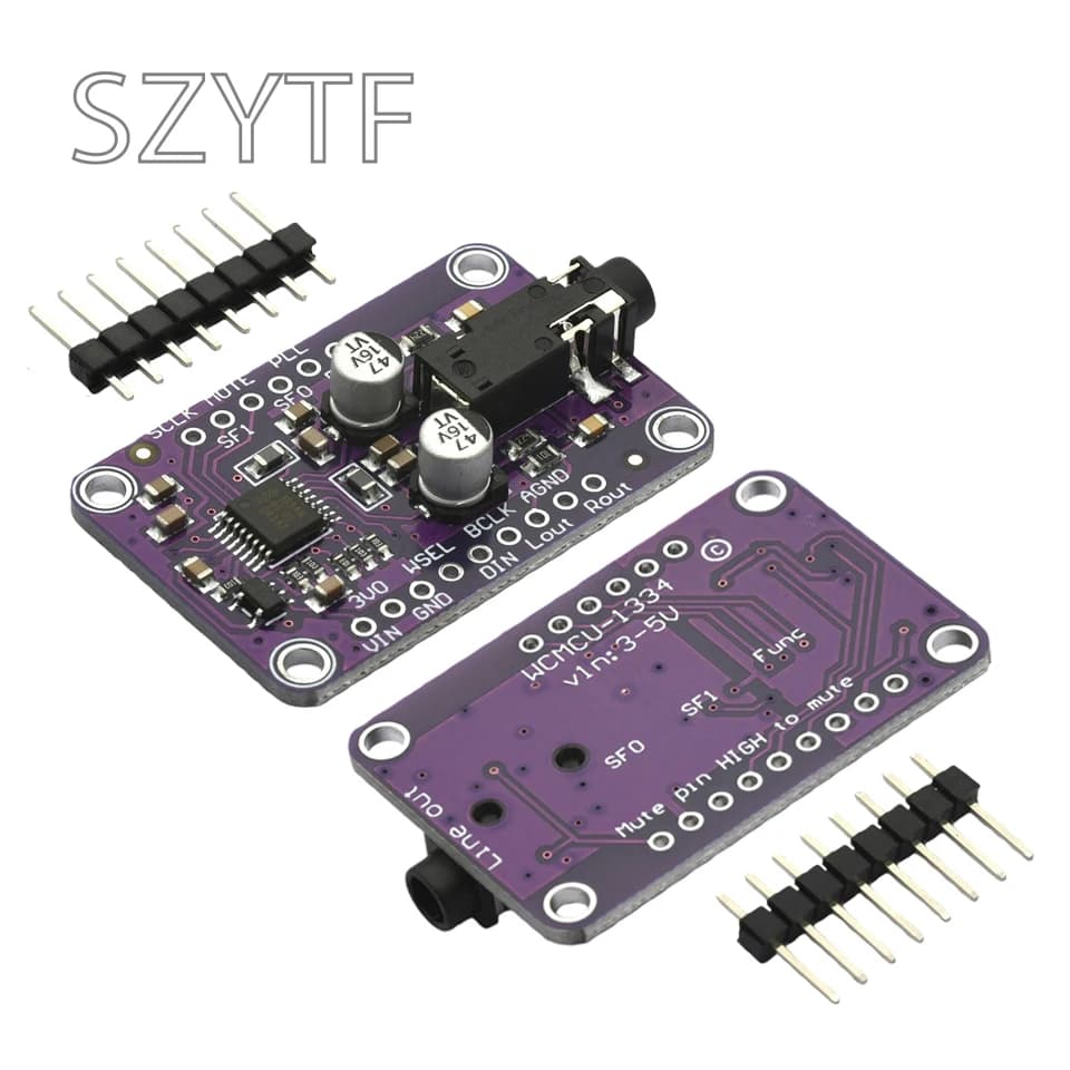 CJMCU-1334 UDA1334A I2S stereo DAC decoder module - Audio converter from I2S to analog for Raspberry Pi audio systems and DIY