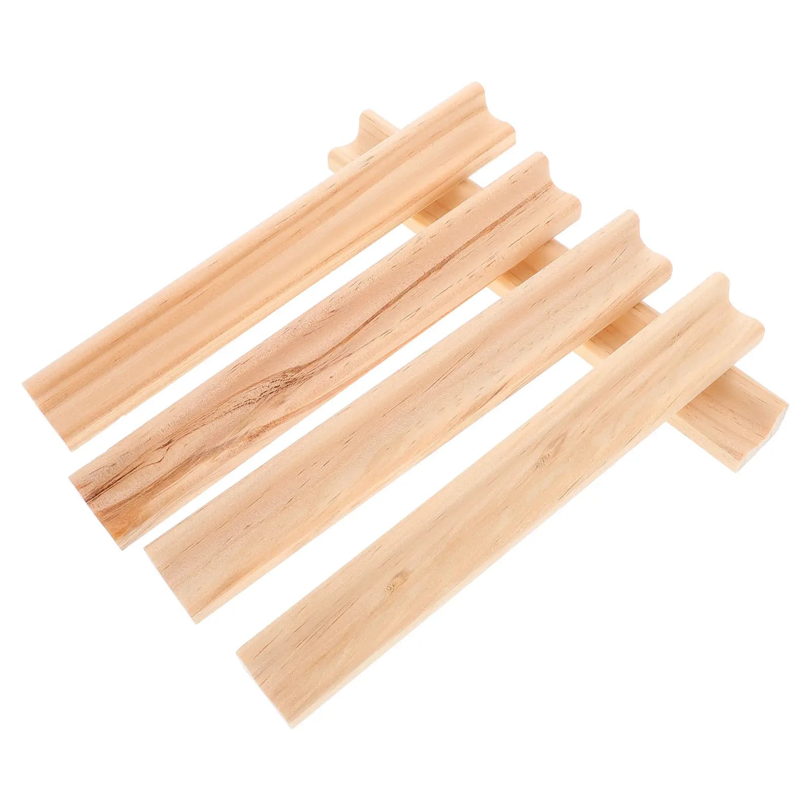Set di 5 Porta Tessere in Legno Naturale per Mahjong, Domino, Gioco del Treno Messicano - Organizzatori per Tessere