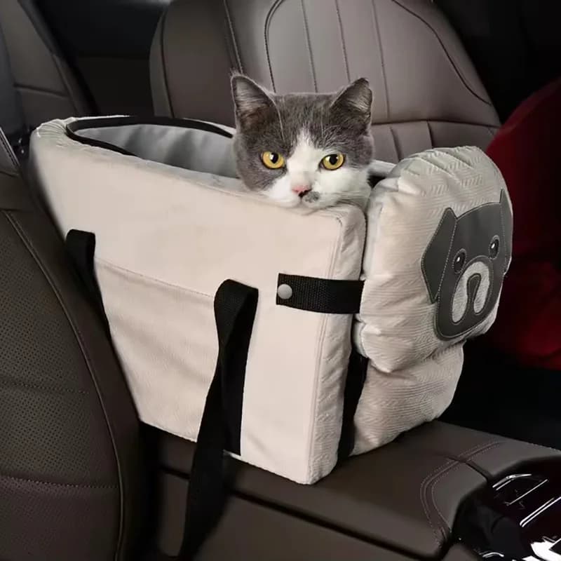 Small Dog Cat Portable Booster Car Seat Pet Carrier Center Console Armrest Safety Car Seat With Safety Tether Secure Travel Pet