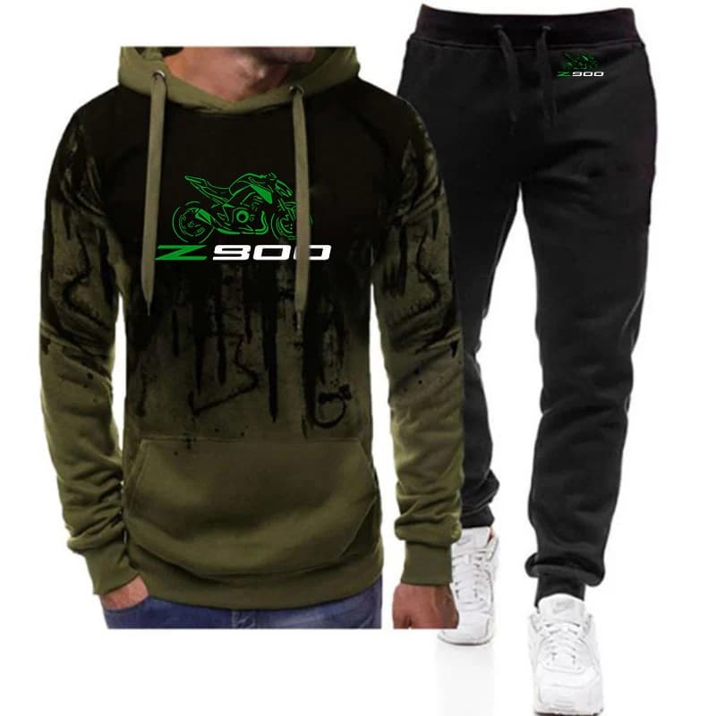 2026 Spring And Autumn Men's Motorcycle Z 900 Logo Print Sweatshirt Hooded Pullover Hoodies Leisure Long Pants Popular Suits