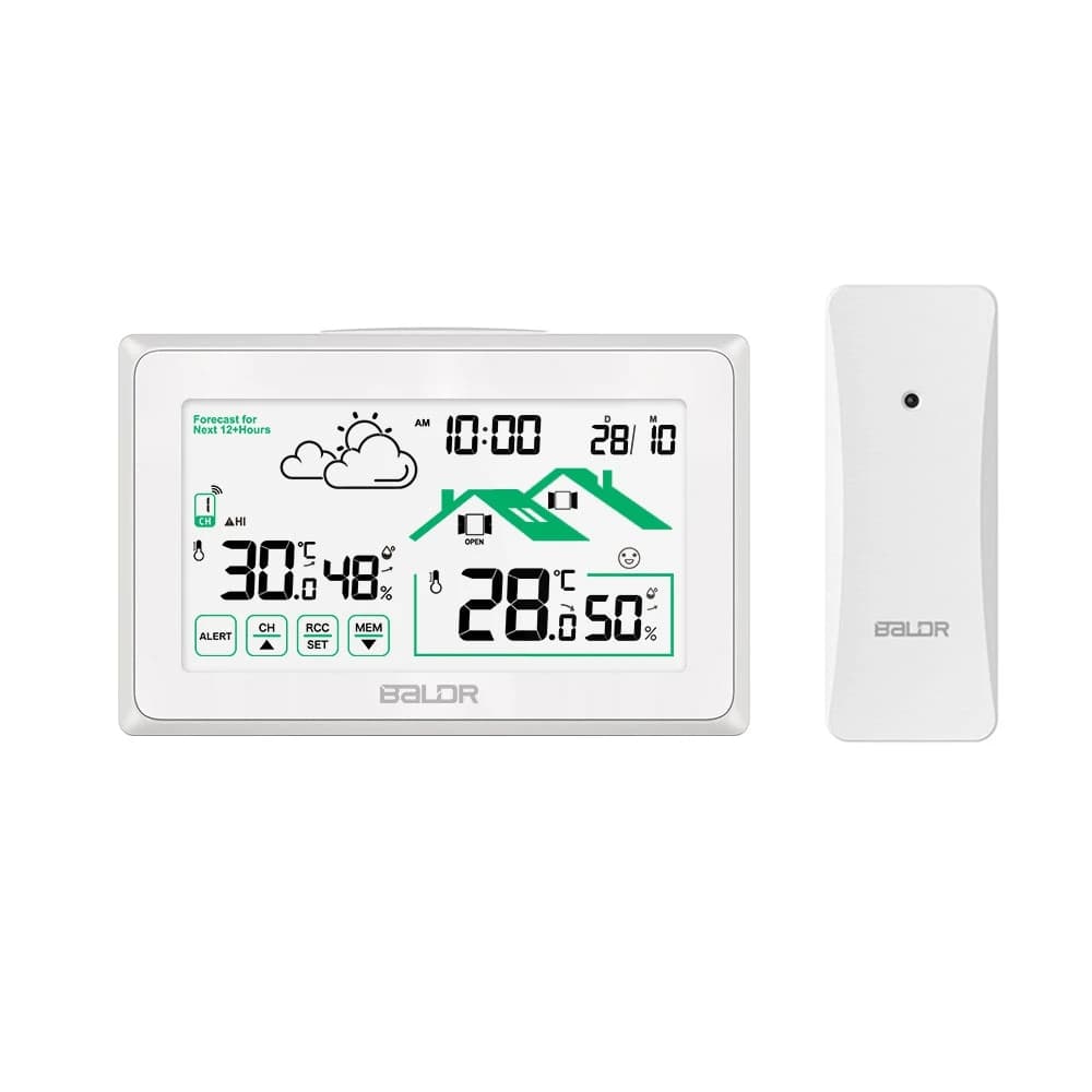 BALDR Wireless weather station Digital remote controlled wall clock DCF Internal/external thermometer Igrometer Trend forecast sensor