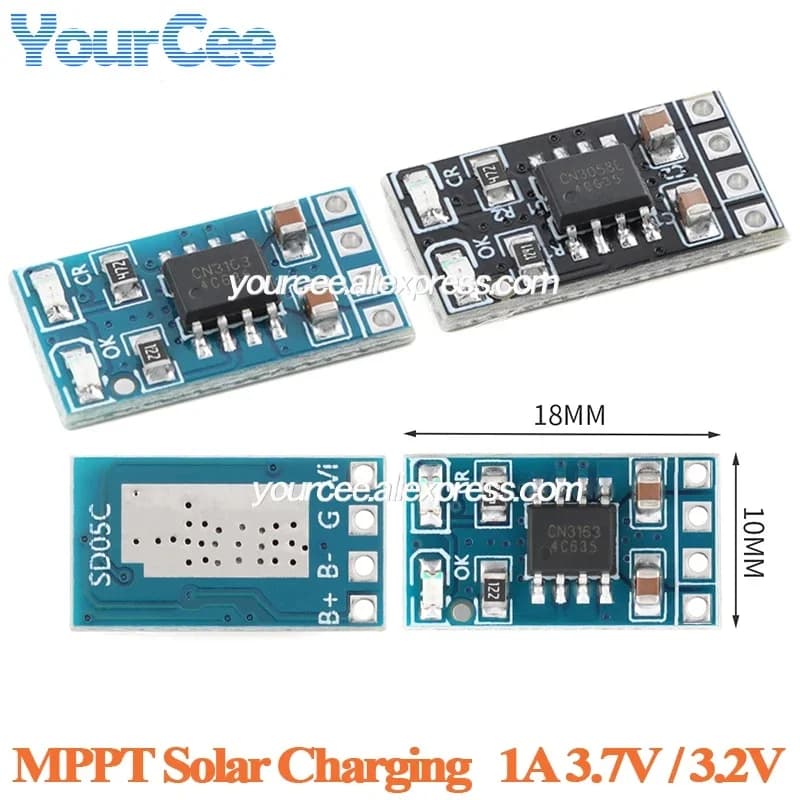 20pcs/1pc 1A 3.7V/3.2V MPPT Solar Charging Board Controller 18650 Lithium Iron Phosphate Battery Charger Module