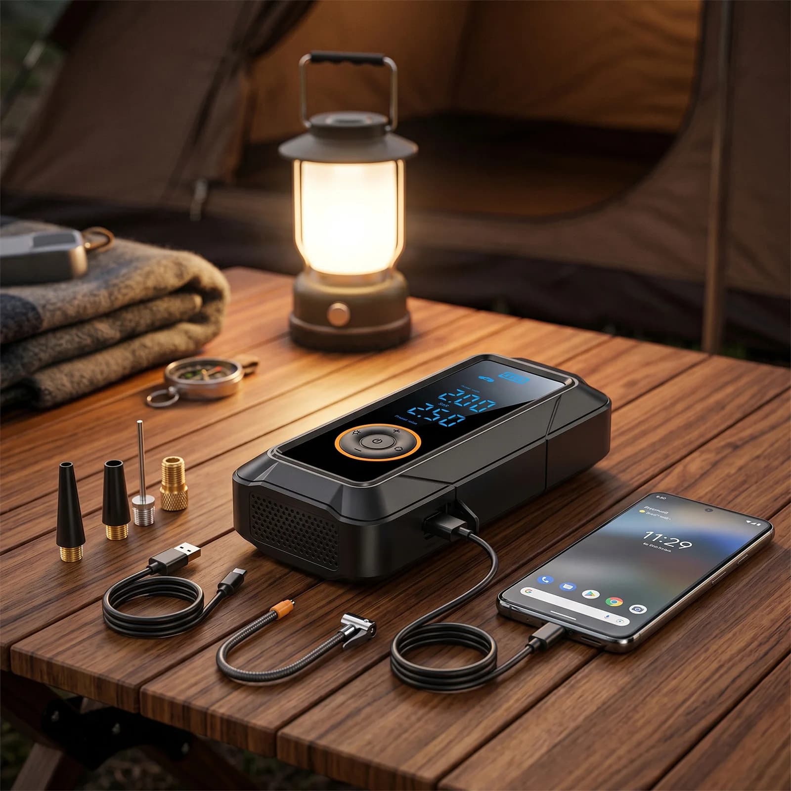 Portable Air Compressor with LED Digital Display Portable Air Pump 150PSI Cordless for Car Bikes Motorcycle Tires Balls