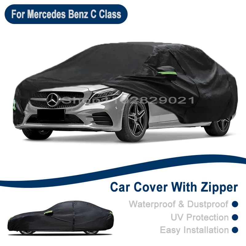 Telo Copriauto Completo per Esterni per Mercedes Benz Classe C W202 W203 W206 - Design con Cerniera Laterale, Impermeabile Antipolvere Protezione Solare