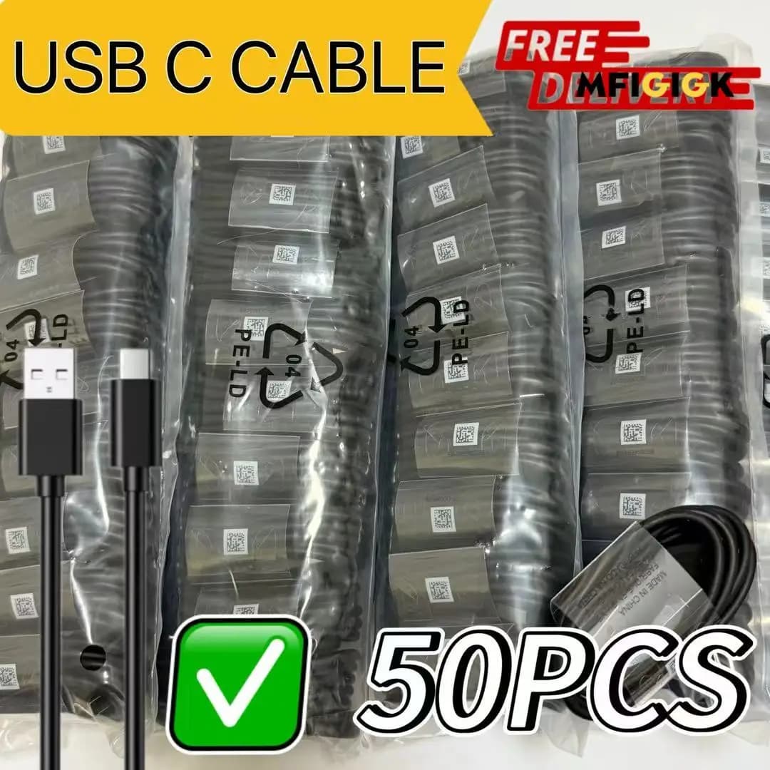 MFIGlGK 50 pz Lotto Tipo C Caricatore Android Cavo dati Cavo USB C a ricarica rapida Cavo 4 piedi
