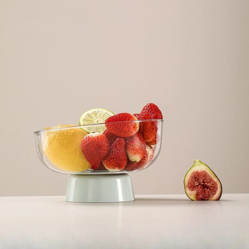 Piatto per Frutta Secca, Cesto per Snack, Vassoio da Tavolino da Salotto, Scatola Porta Caramelle con Piedini Alti, Piatto Multifunzionale con Drenaggio per Frutta