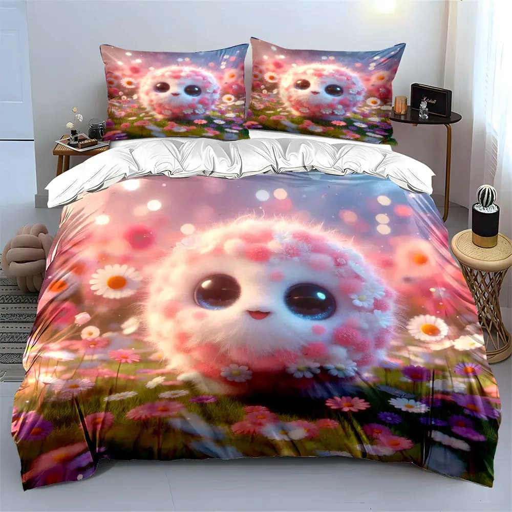 Set di Biancheria da Letto in Peluche Floreale per Decorazione, Morbido e Confortevole, Include 1 Copripiumino e 2 Federe, Regalo