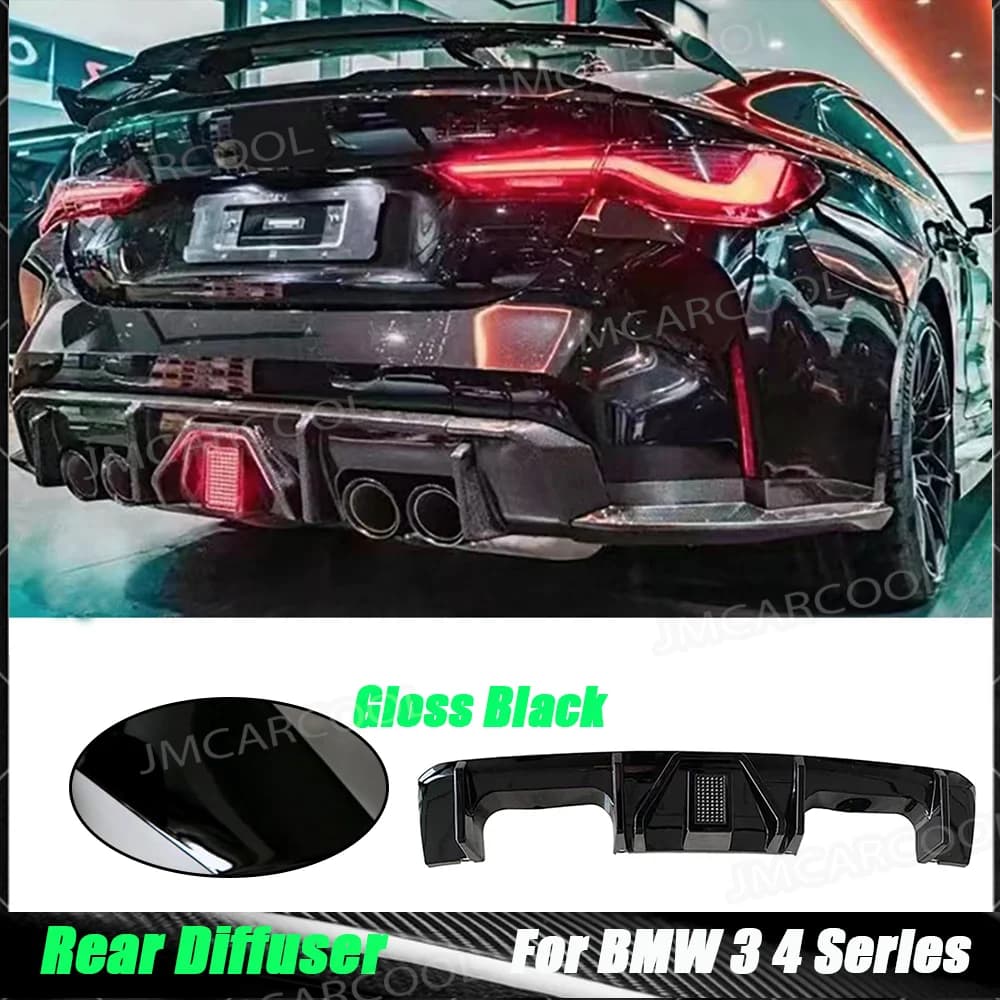 Spoiler per labbro diffusore posteriore in fibra di carbonio a secco con kit di carrozzeria per BMW Serie 3 4 G80 M3 G82 G83 M4 2021 + protezione per labbro paraurti