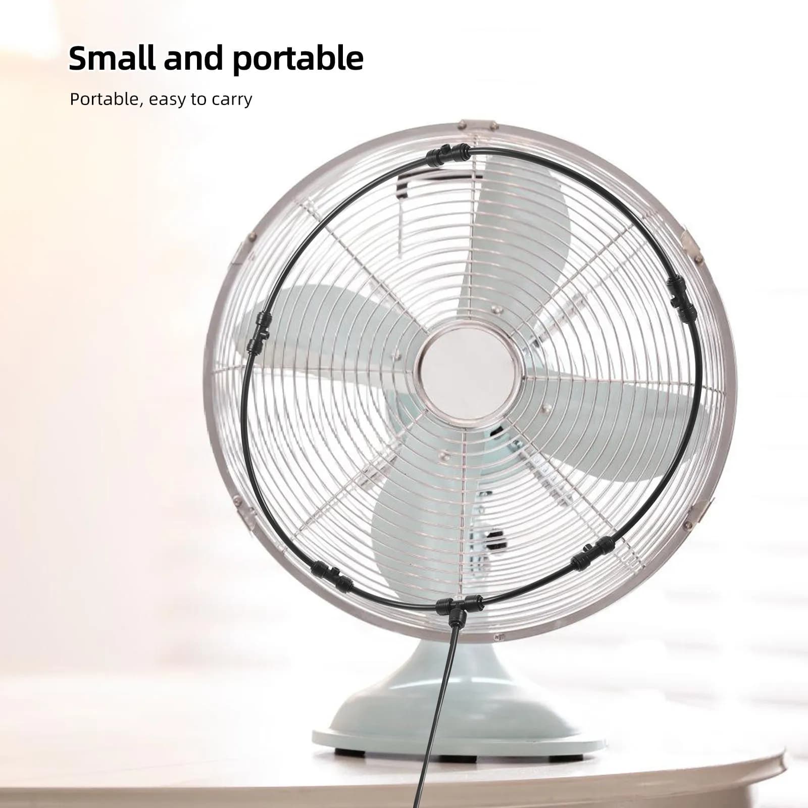 1Set Outdoor Misting Fan Kit with Garden Hose Adapter for Patio Deck Yard Cooling Fine Mist Temperature Reduction Easy Install