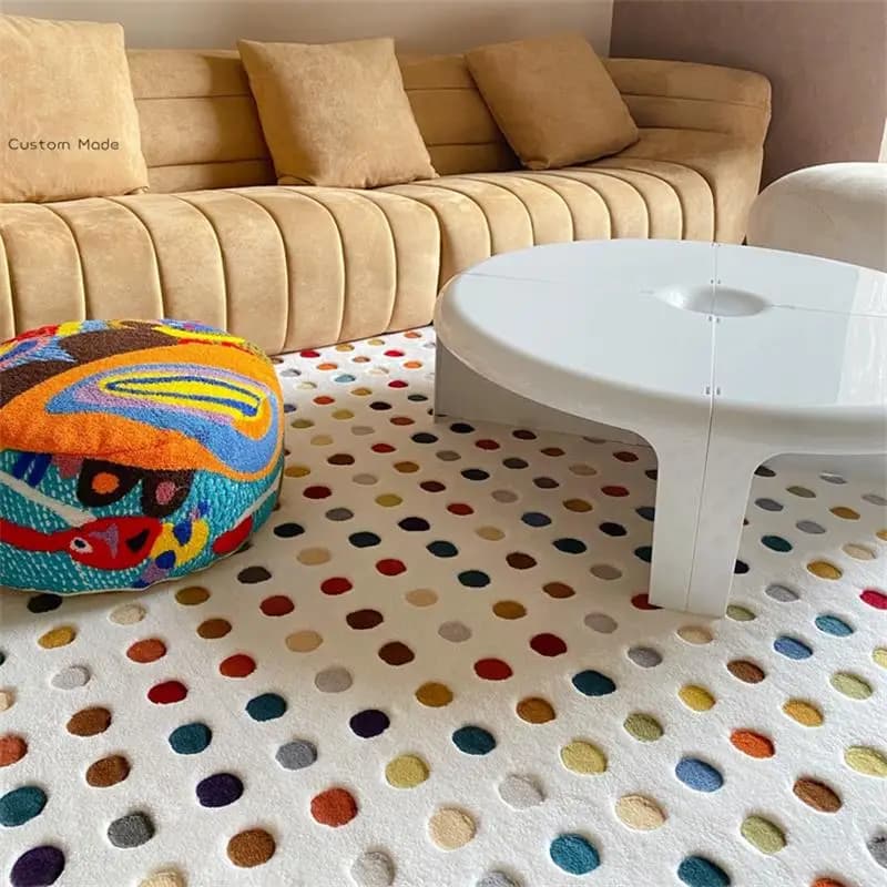 Tappeto acrilico addensato per soggiorno Tappeti a pois colorati per camera da letto Divano dal design nordico Tavolino Tappetino Guardaroba