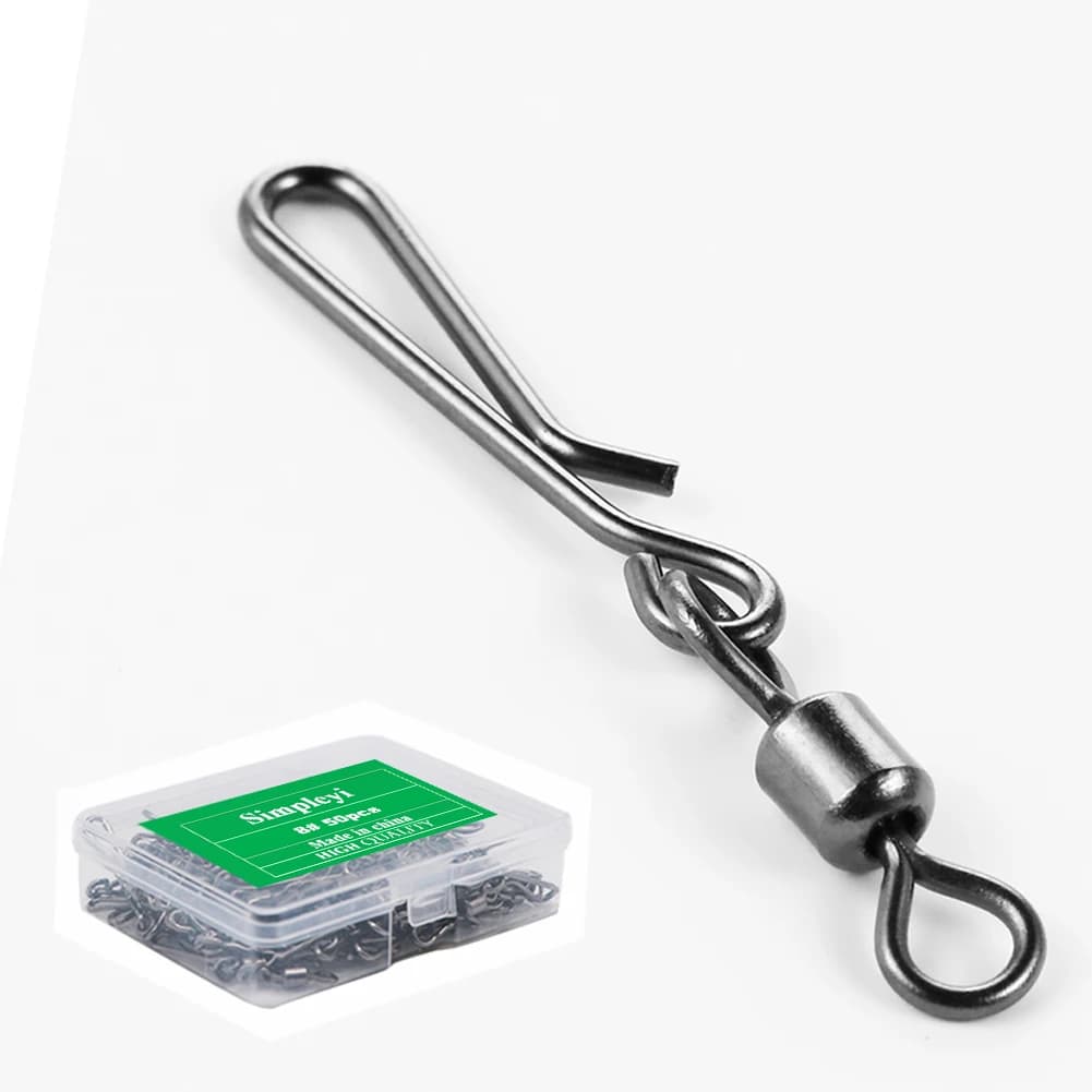 50-piece swivel swivel box with snap hook hanging fishing equipment fishing hooks line bait fishing connector carp solid girelle rings