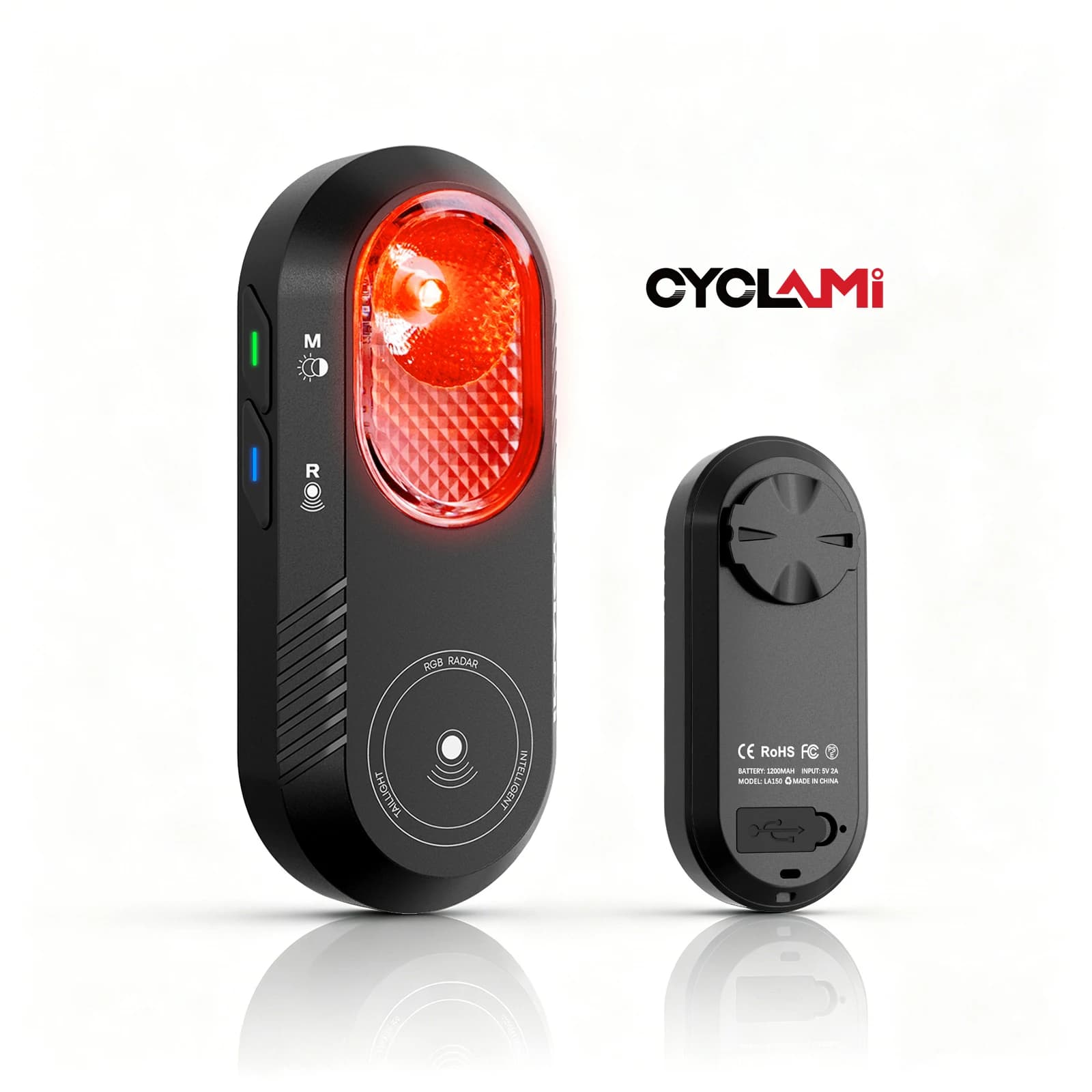 CYCLAMI LA150 Radar Tail Light Smart Bike Taillight Brake Warning IPX6 Waterproof Cycling Day and Night Safety Warning Rear Lamp