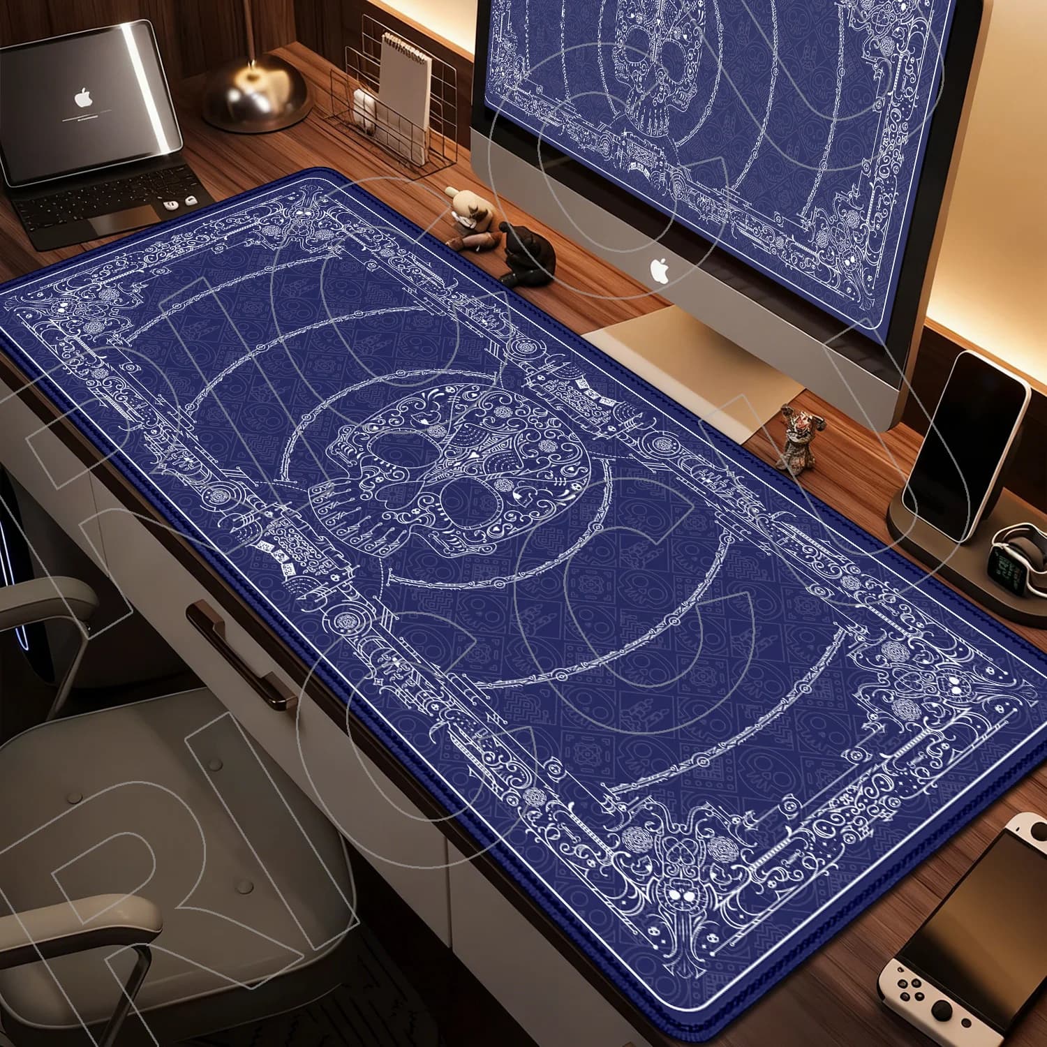 Tappetino per mouse da gioco con stampa HD Darkness Skull Tarot, tappetino da tavolo grande, tappetino antiscivolo per tastiera, accessori per PC, tappetino da scrivania per laptop da ufficio