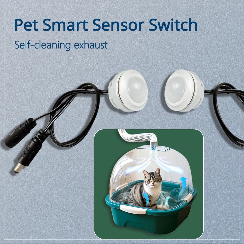 DC5-24V Completamente chiuso WC per gatti ventola di scarico interruttore sensore deodorante per animali domestici interruttore automatico ventola di ventilazione scatola lettiera per gatti