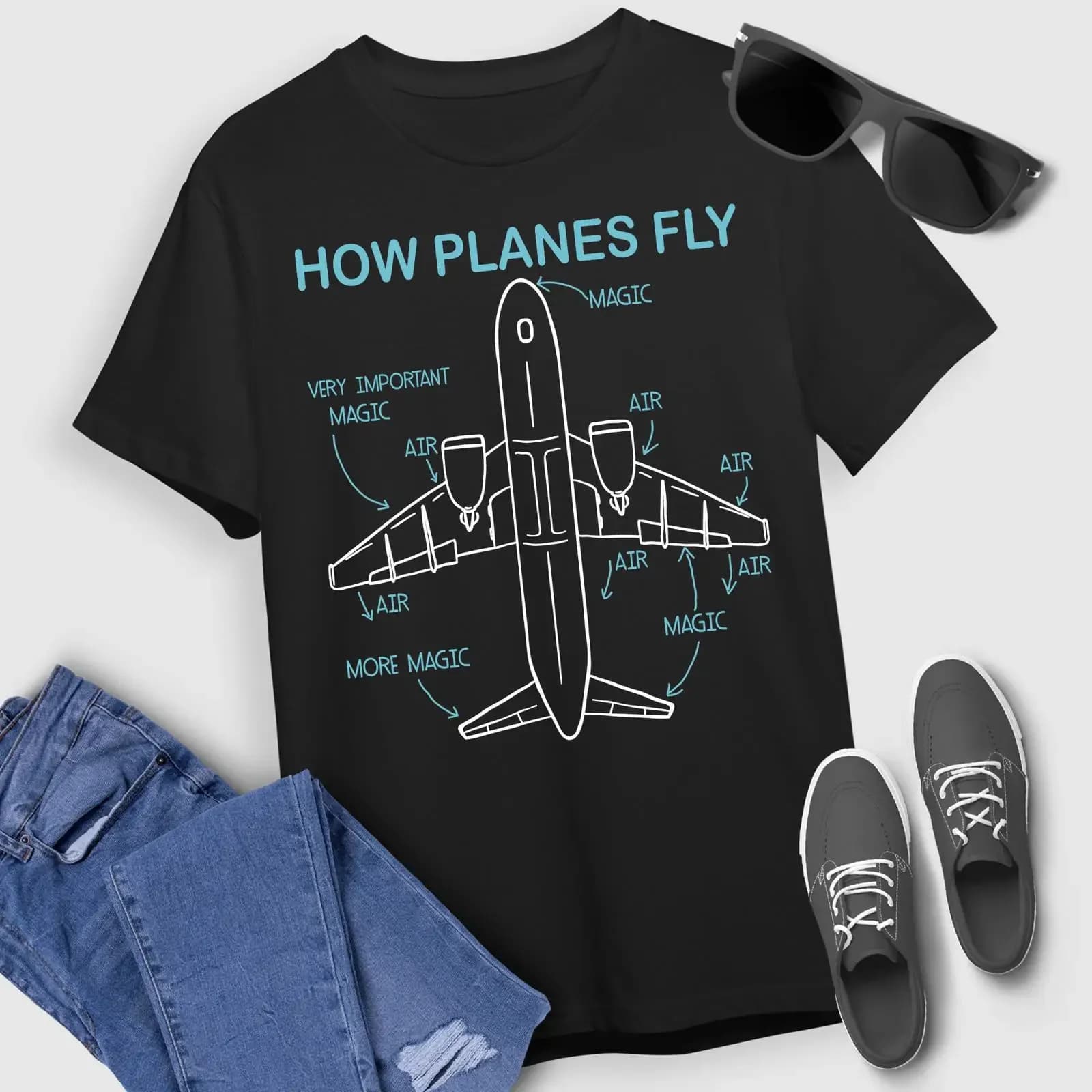 T-shirt Aerei: Come volare - Divertente Abbigliamento Vintage Lavato da Pilota di Aerei RC - Versatile Unisex Morbido Leggermente Usurato
