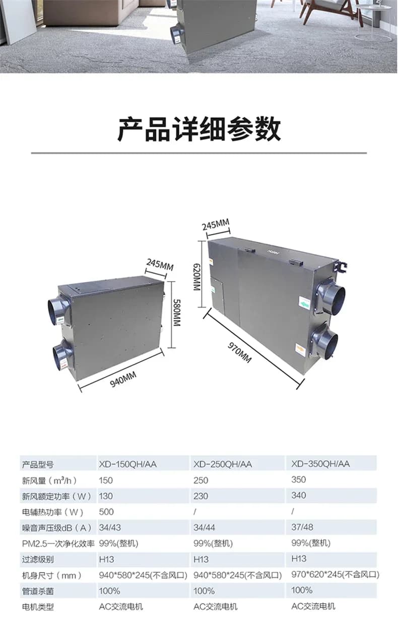 Sistema di aria fresca, scambio di calore completo, soffitto centrale, ventilatore fresco, rimozione nebulizzazione e purificatore foschia PM2.5