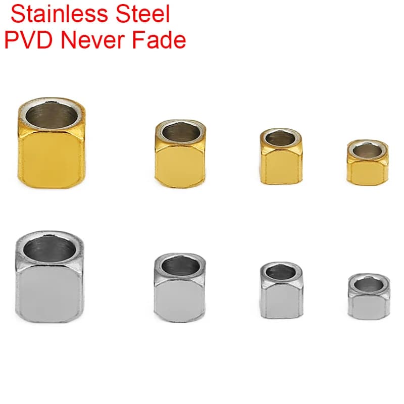 50 pcs 2 3 4 mm Stainless Steel Drawer Necklace Square Beads Doesn't fade PVD Hole Great Beads Beads For FAI Jewellery Results