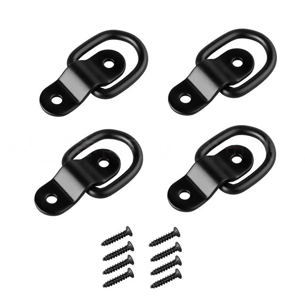 Anelli di Ancoraggio Neri con Occhielli a D in Acciaio Inossidabile 304, Anello Spesso 6 mm, Base Rinforzata 3 mm, Fori Pre-forati
