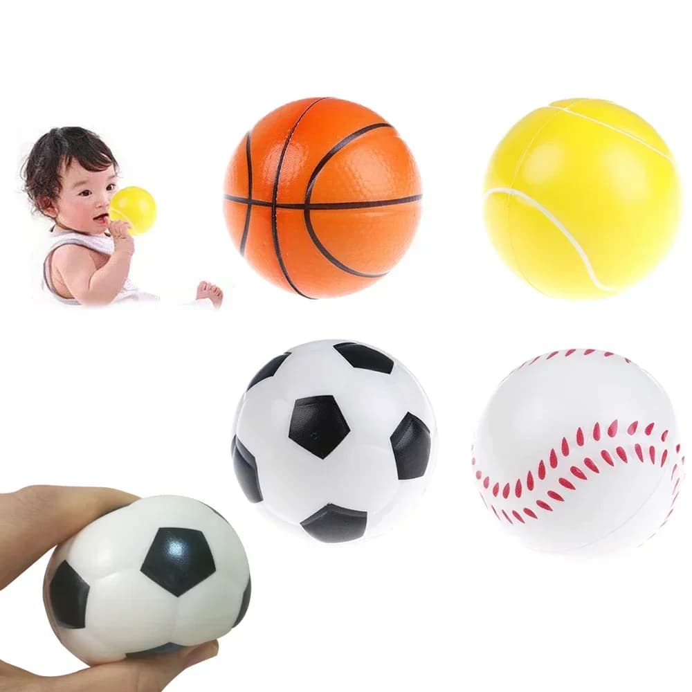 3/4 pezzi antistress 63mm basket baseball morbido calcio tennis schiuma spugna decompressione sfiato palline antistress calcio biliardino