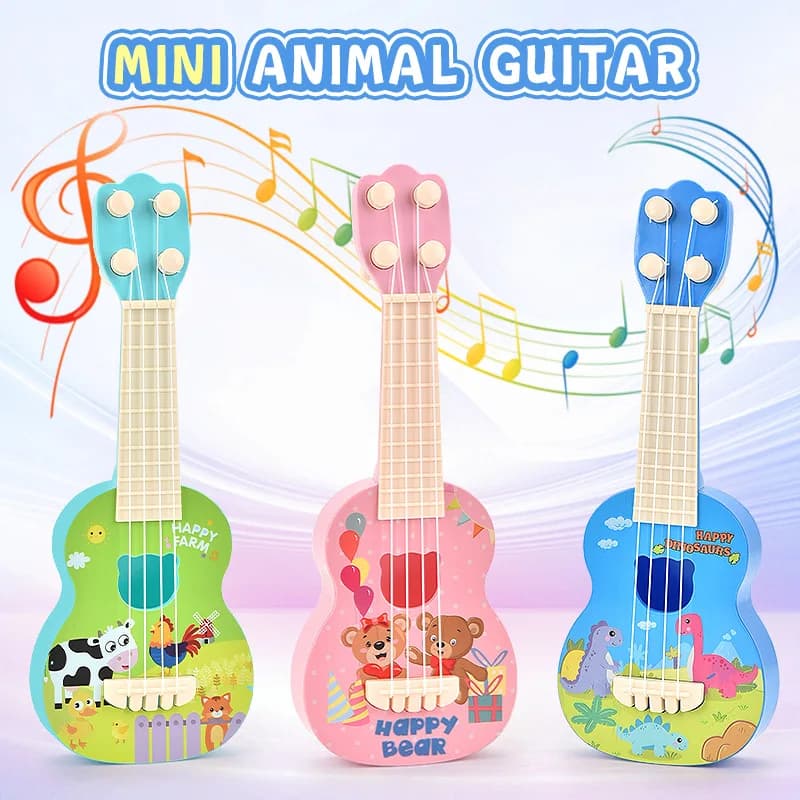 Bambino Ukulele Giocattolo Chitarra Giochi per bambini Giocattolo musicale Strumento musicale Scuola materna Giocattoli per l'educazione precoce Gioco di illuminazione dell'ukulele