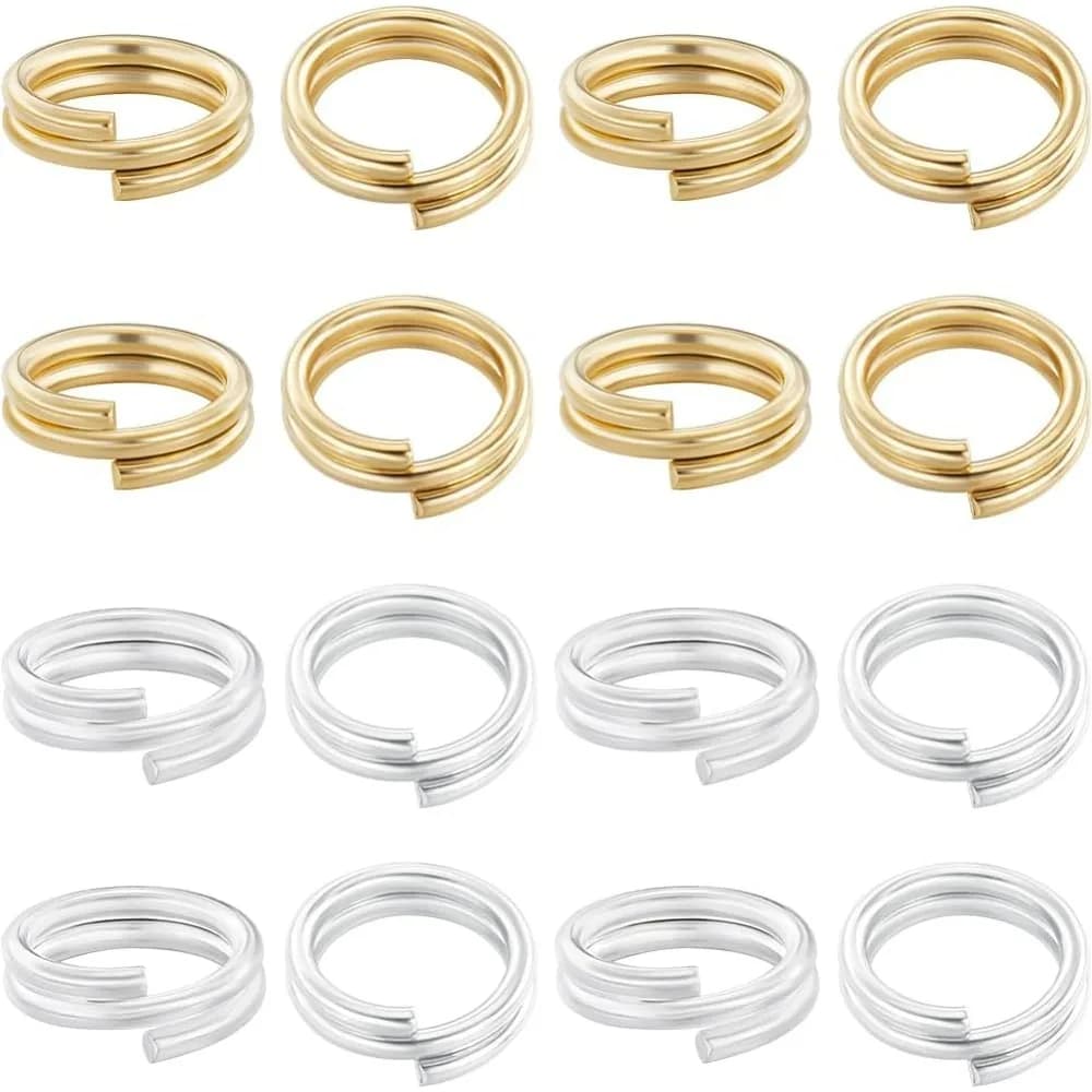 1 scatola da 80 pezzi Anello di salto diviso in oro 24 carati e doppi anelli placcati in argento sterling 925 Connettori metallici da 6 mm per kit di creazione di gioielli