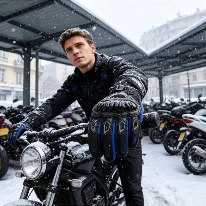 Guanti da Moto Invernali Caldi e Impermeabili, Nuova Versione Migliorata con Touch Screen, Guanti Protettivi da Strada