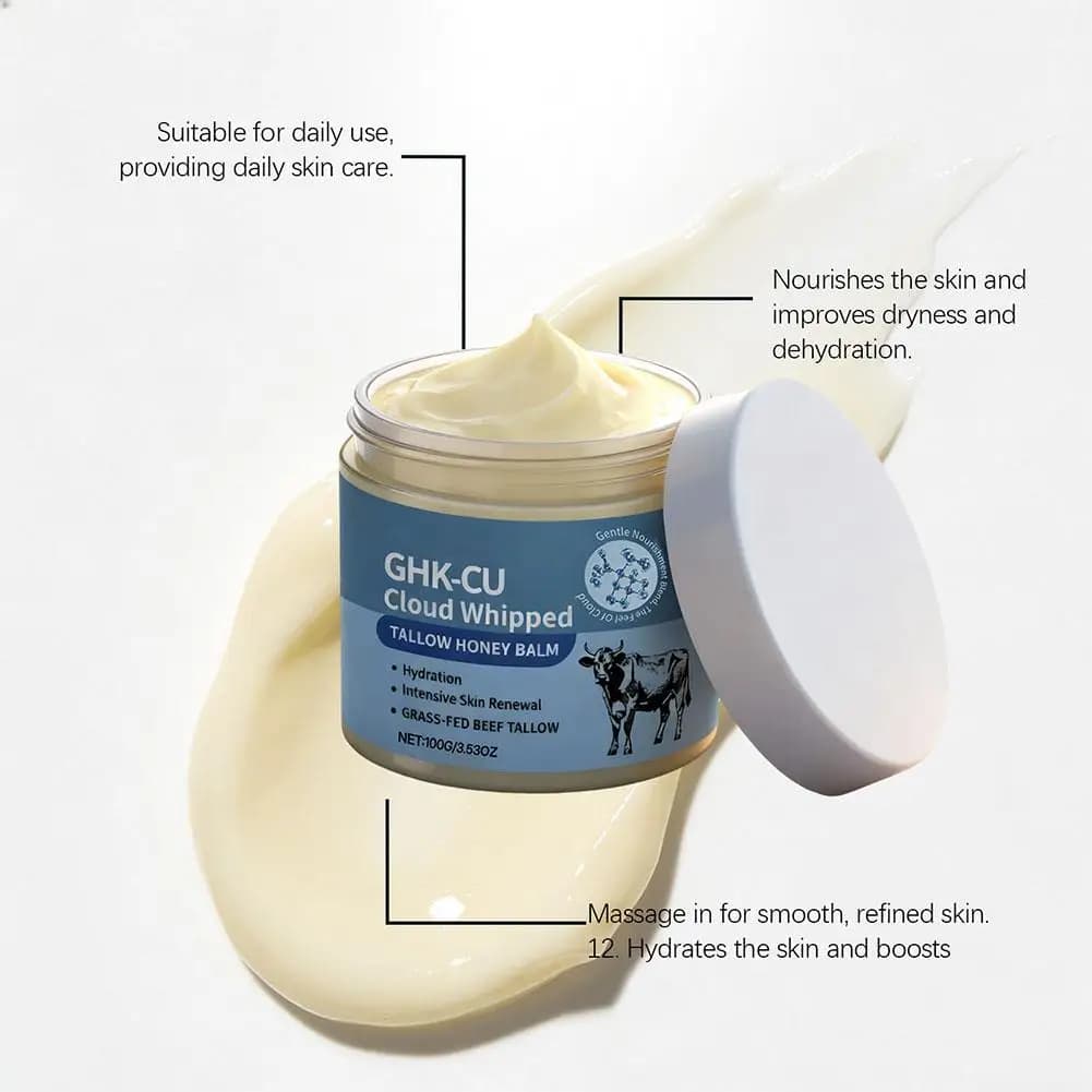 GHK-CU Cloud Whipped Tallow Honey Balm 100g - Face Cream and Hydrating Body Intense and Renewal for Leather with Bouquet Sebum Herb Nutrition