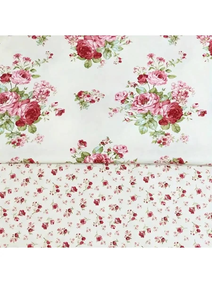 Set di 2 pezzi, bellissimi tessuti floreali per biancheria da letto, lavorazione dell'abbigliamento, forniture fai da te per la casa, cucito e ricami fatti a mano.