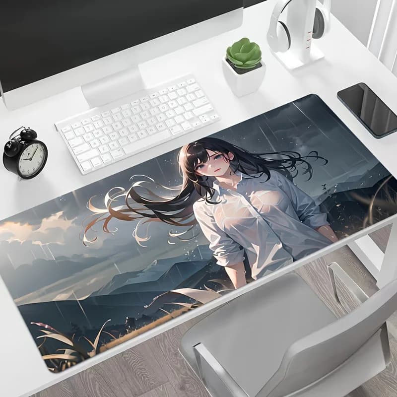 Tappetino Professionale per Mouse da Scrivania, Superficie in Tessuto Antiscivolo con Base in Gomma per Gaming, PC, Laptop, Tastiera, Setup da Scrivania D